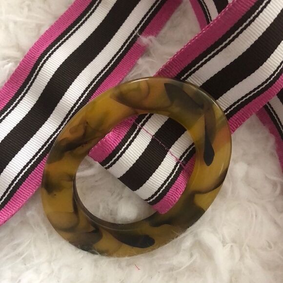 J Crew Pink brown and white resin and ribbon belt - Picture 6 of 7